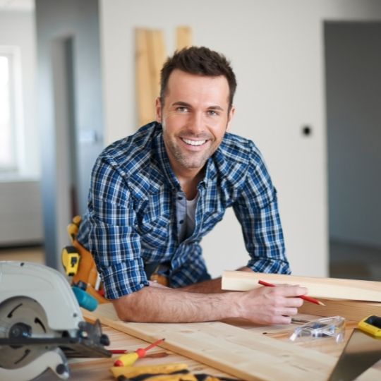 Home improvements contractor doing carpentry work