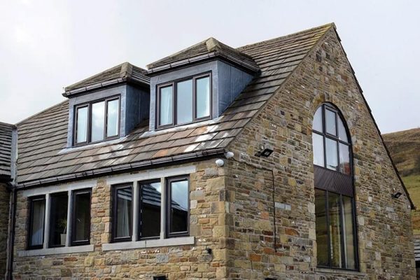 Windows in old brick house